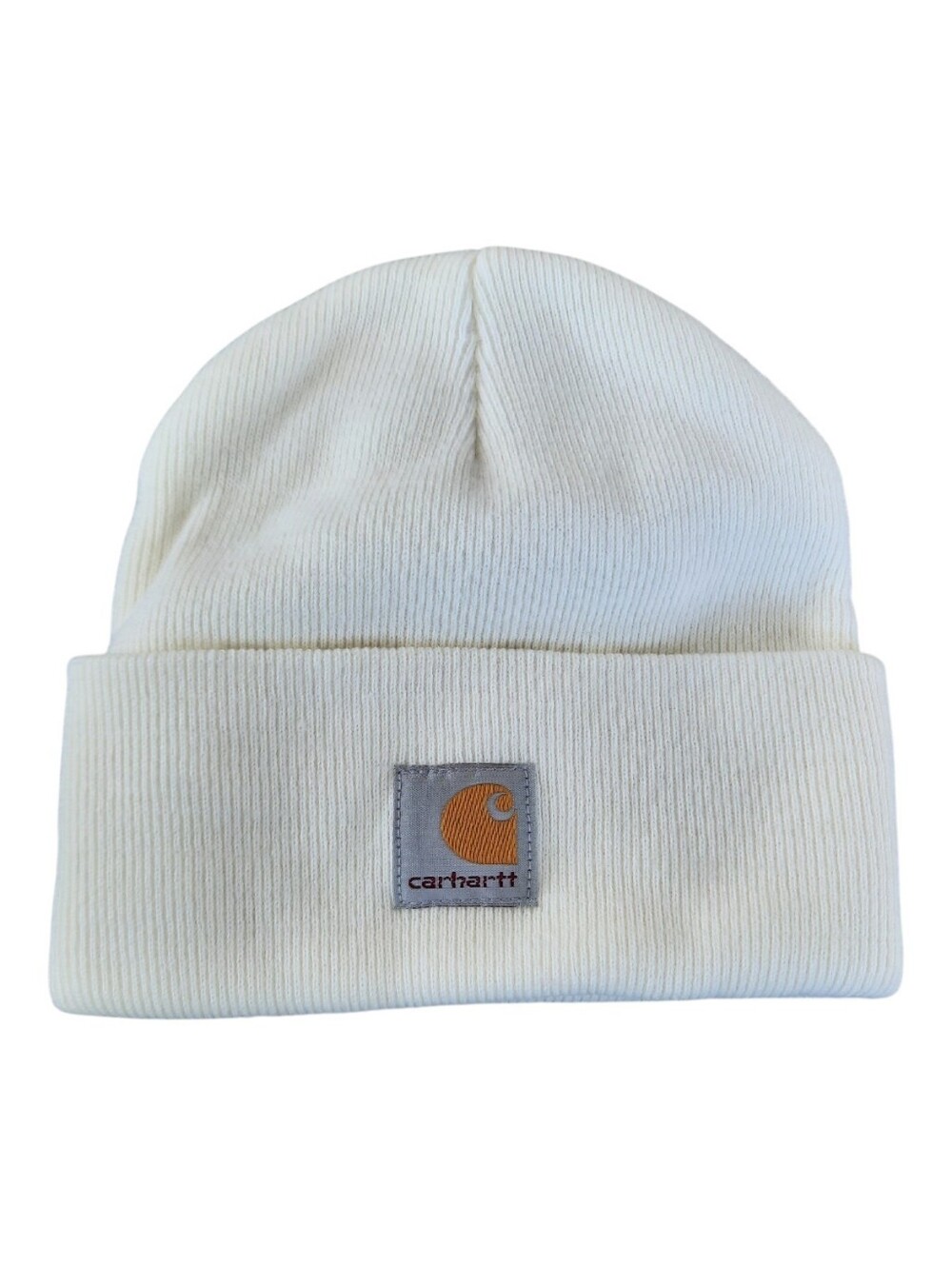 Carhartt Acrylic Ribbed Cuff Logo Patch Beanie Marshmellow AH8990 Unisex Youth